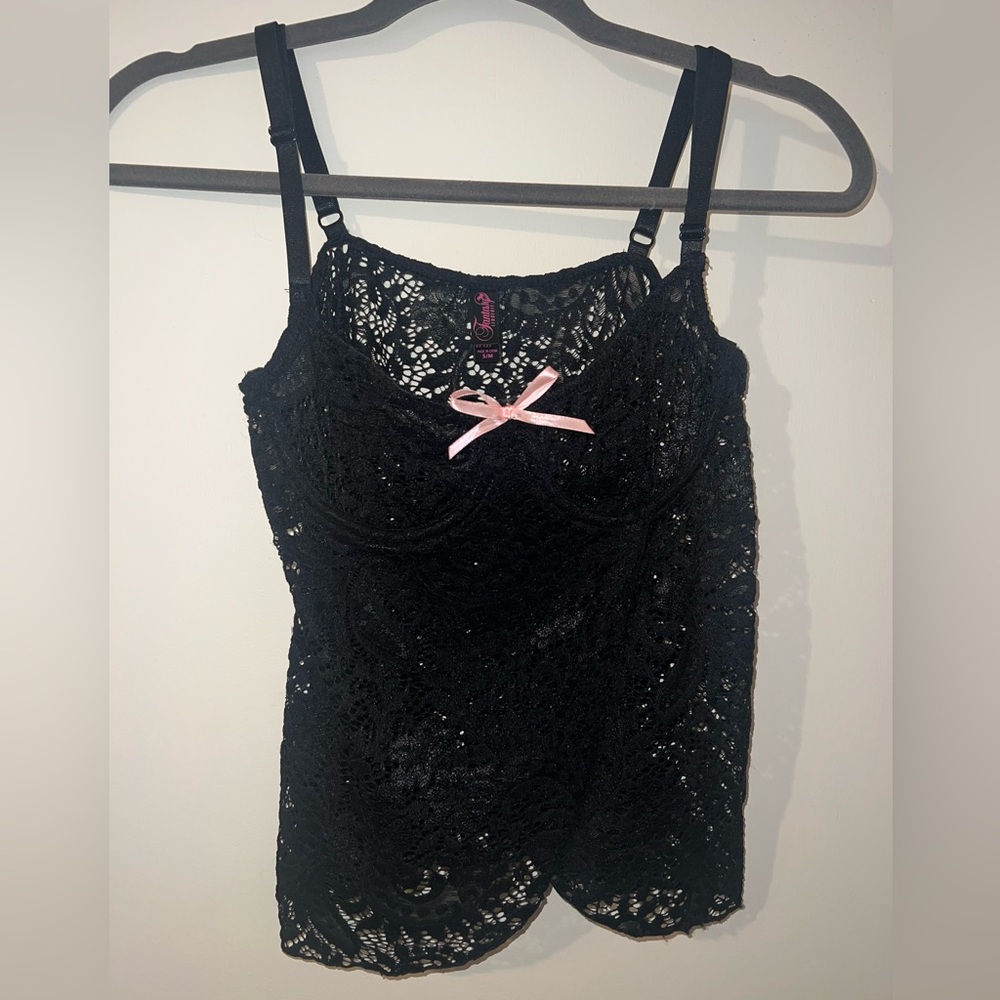 Fantasy lingerie, Black lace S/M NEW never worn top